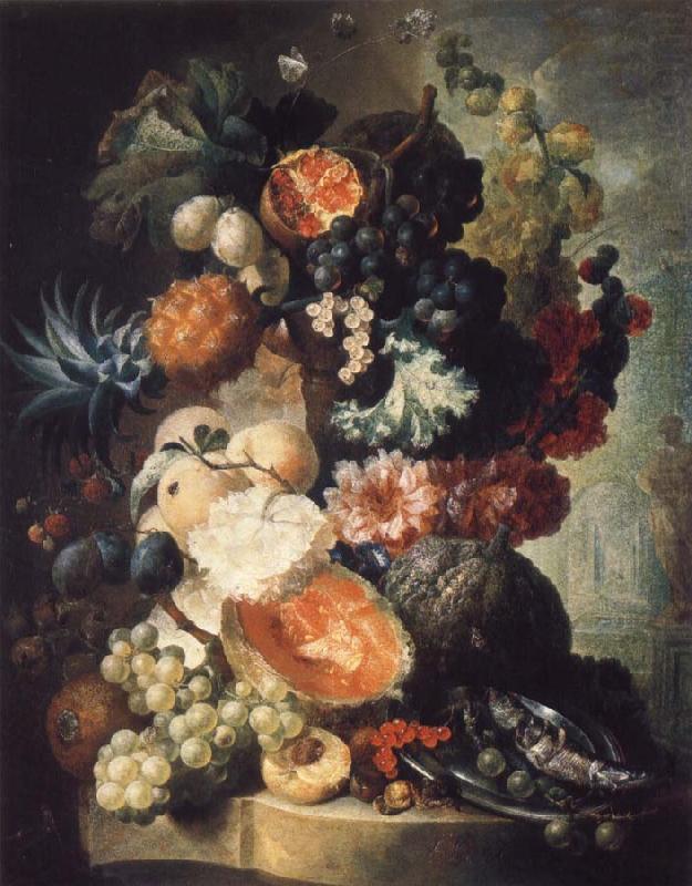 Jan van Os Fruit,Flwers and a Fish china oil painting image